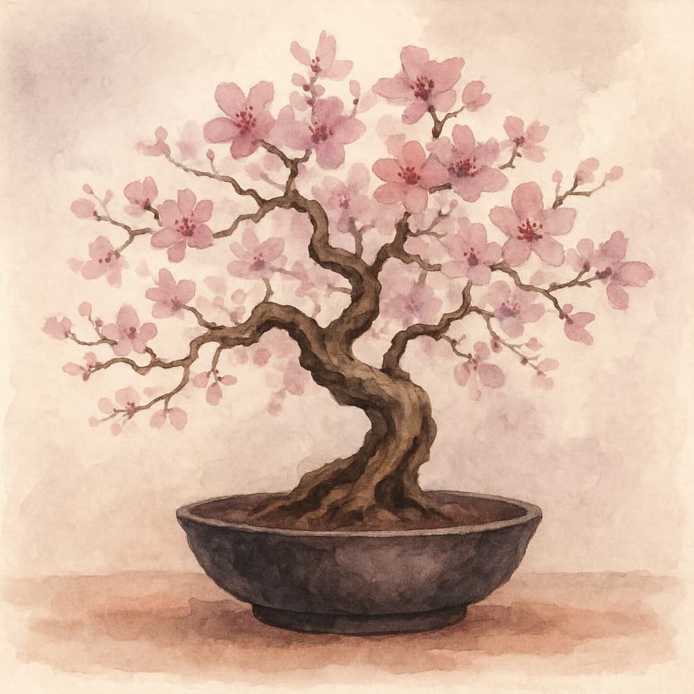 Pink Cherry Bonsai by Natalie Bruns — canvas wall art