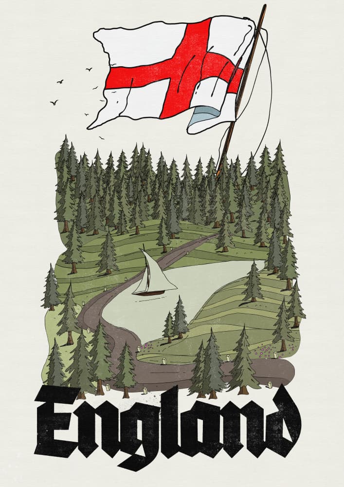 England Flag Landscape by Nicholas — canvas wall art