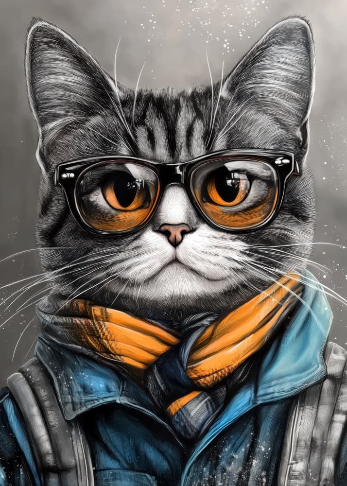 Stylish Cat with Glasses by Justyna Jaszke — canvas wall art