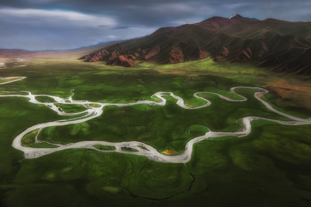 Winding River Valley by UU — canvas wall art