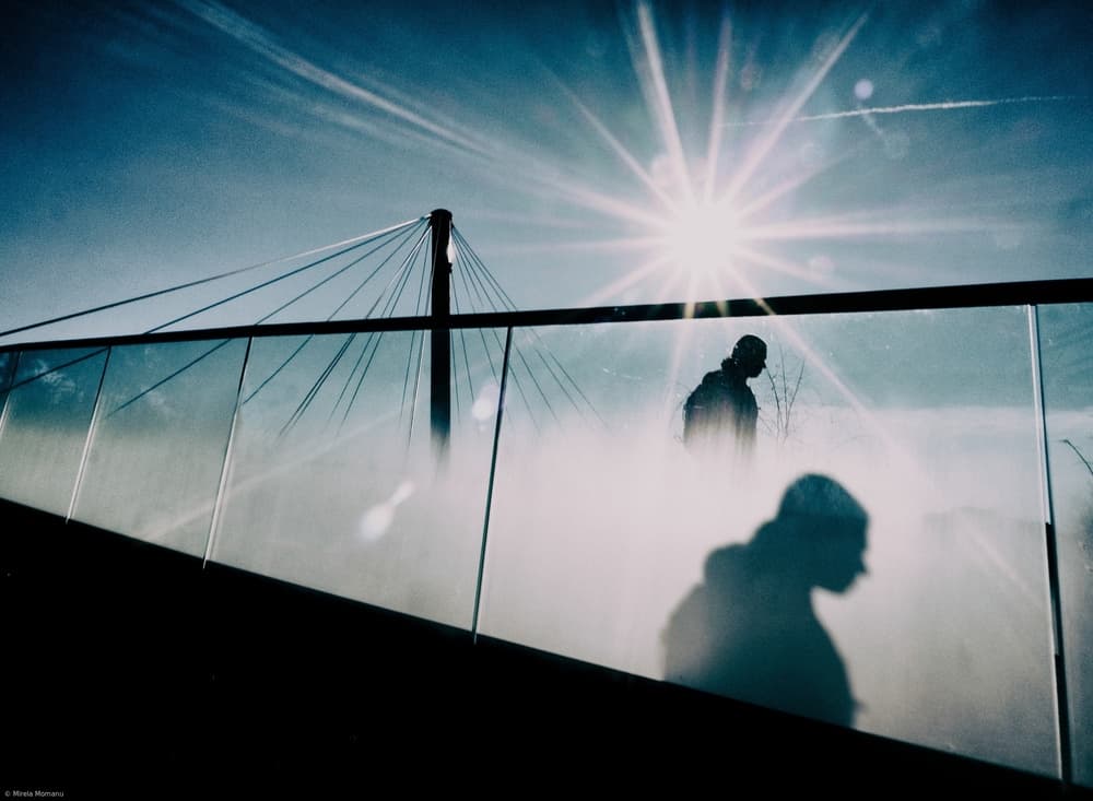 Misty Bridge Silhouette by Mirela Momanu — canvas wall art