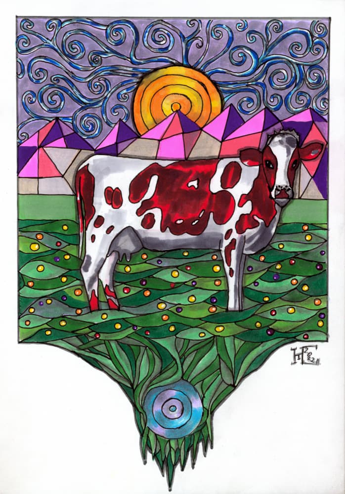 Whimsical Farm Cow by Tim Hoinkis — canvas wall art