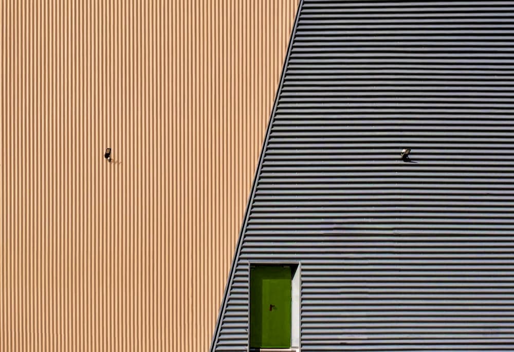 Geometric Facade Green Door by Arnon Orbach — canvas wall art