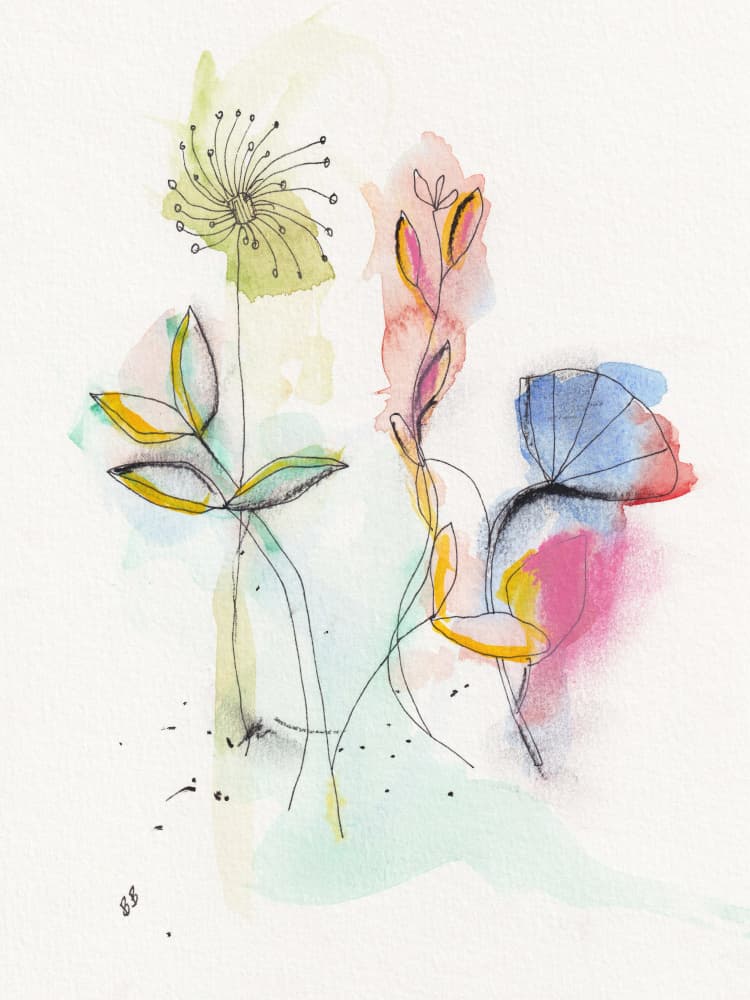 Vibrant Watercolor Flowers by Bronwyn Baker — canvas wall art