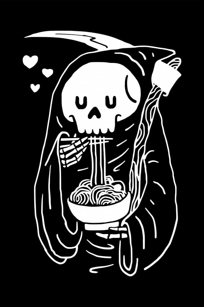 Grim Reaper Ramen Love by jay stanley — canvas wall art