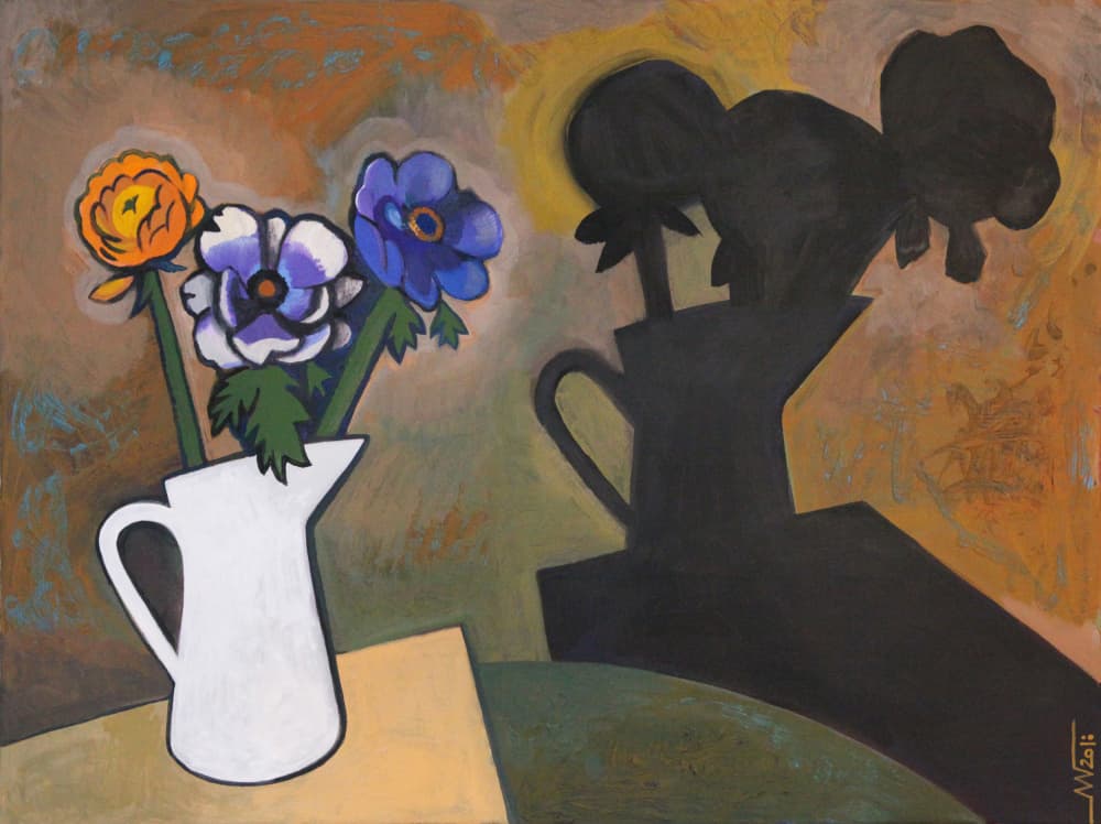 Floral Still Life with Shadow by Marina Gorkaeva — canvas wall art