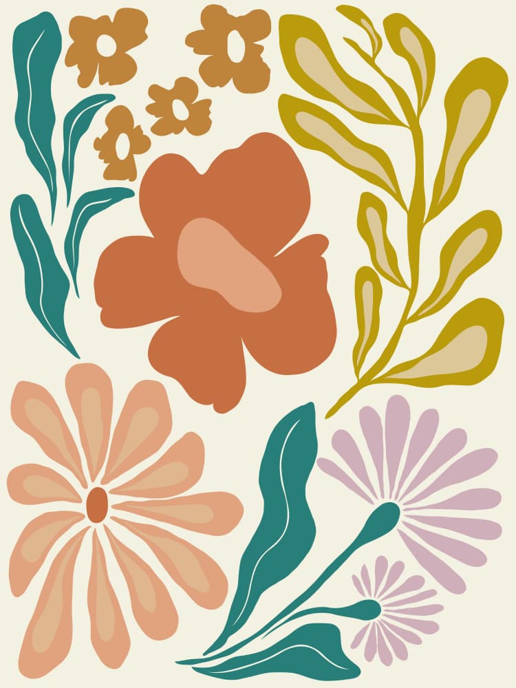 Serene Earthy Blooms by Miho Art Studio — canvas wall art