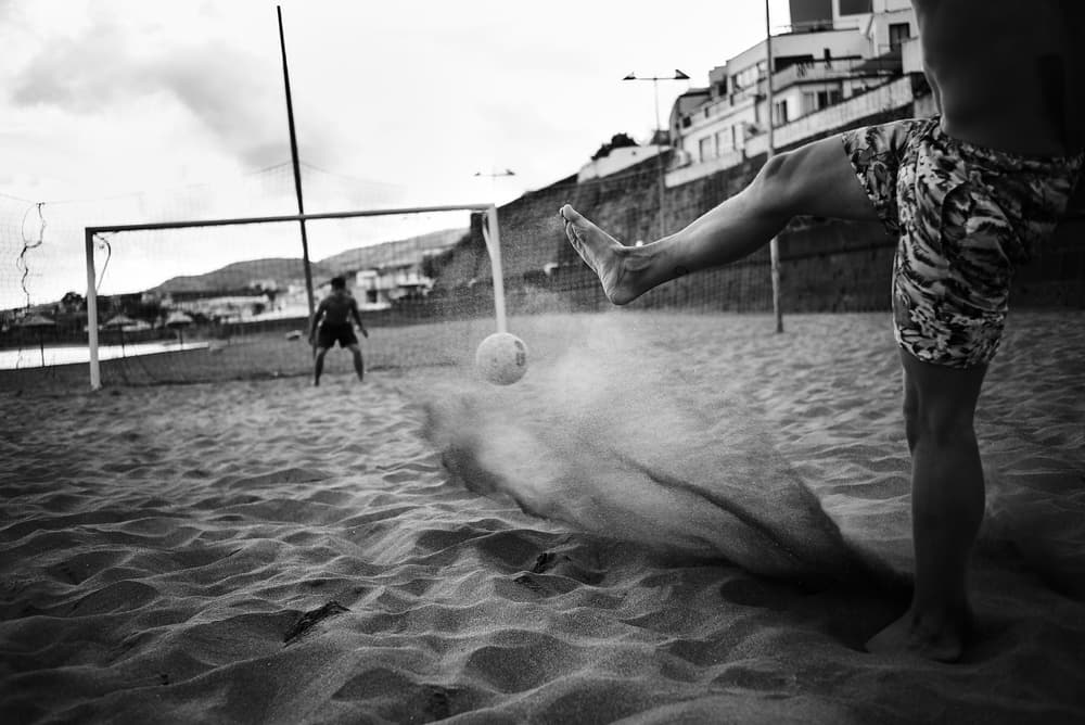 Beach Soccer Kick by Rui Caria — canvas wall art