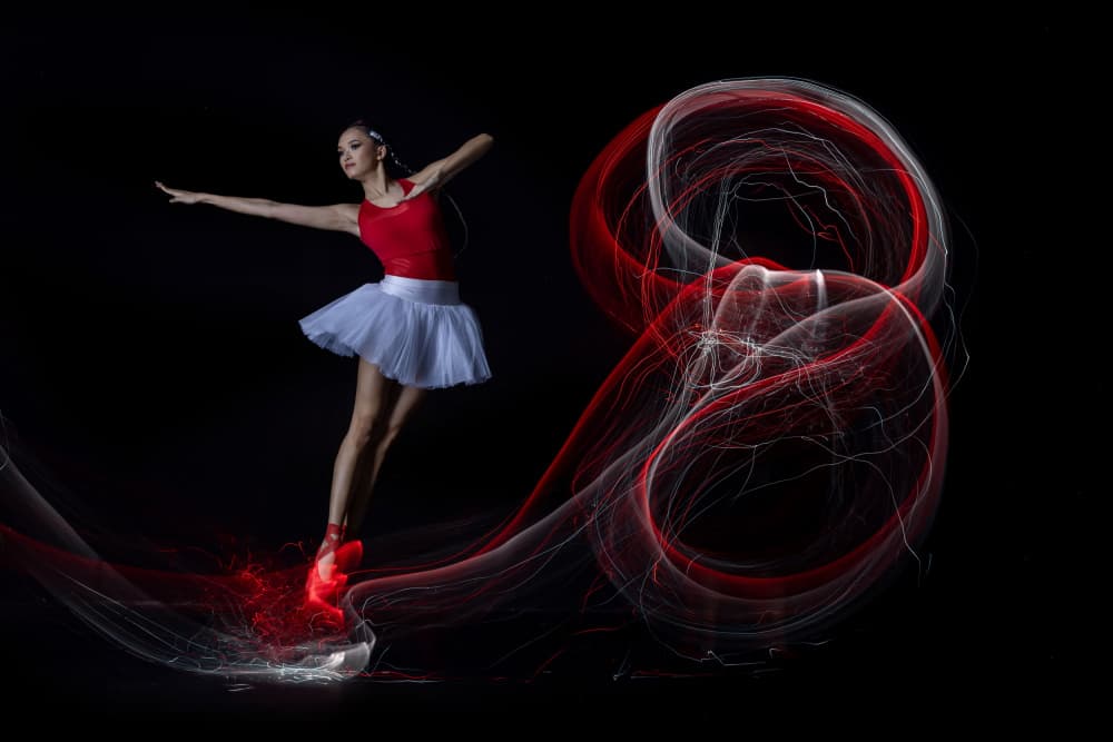 Dancing Ballerina Light Trails by Sally Widjaja — canvas wall art