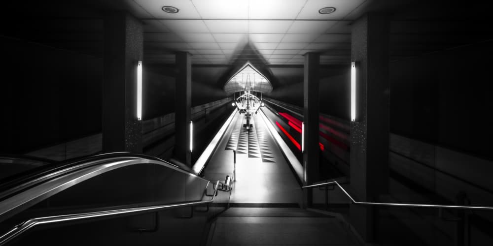 Metro Red Blur by Andy Dauer — canvas wall art