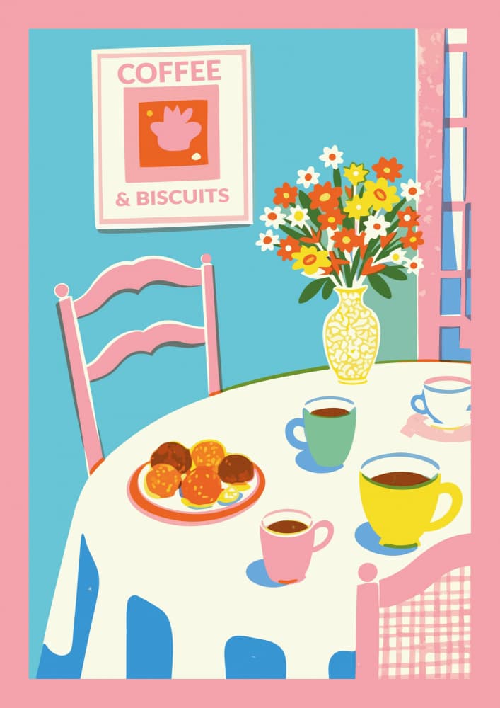 Cozy Coffee Breakfast by WallChart Art Studio — canvas wall art