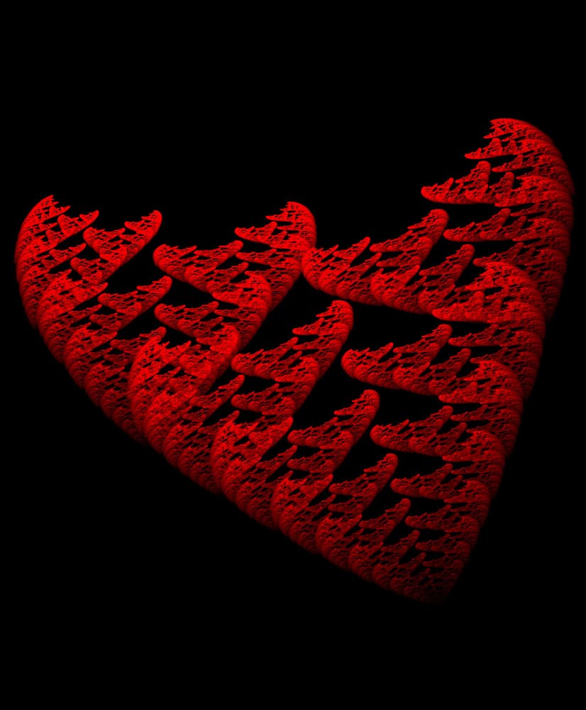 Red Fractal Hearts by Mystic Number — canvas wall art