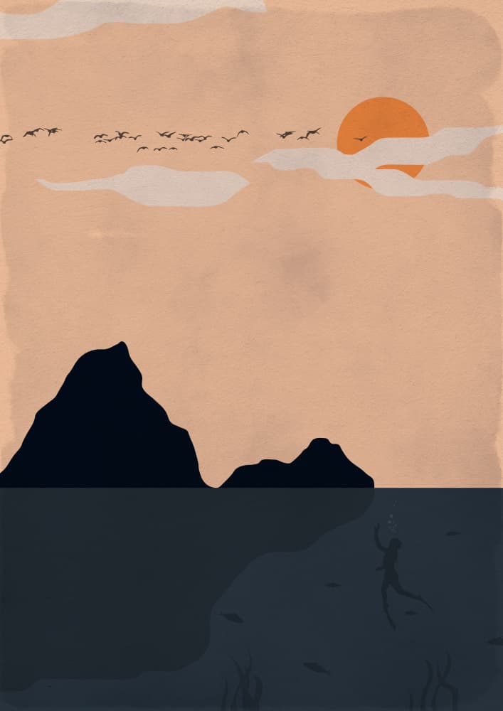 Deep Ocean Sunset by Omar ELMOUDDEN — canvas wall art