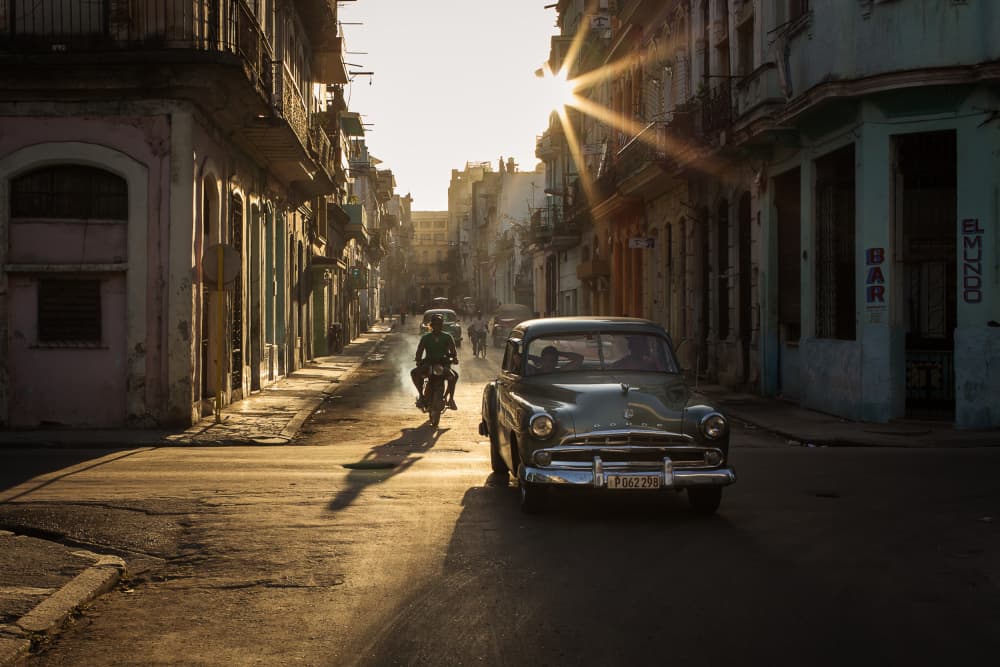 Havana Golden Hour Street by Dan Mirica — canvas wall art