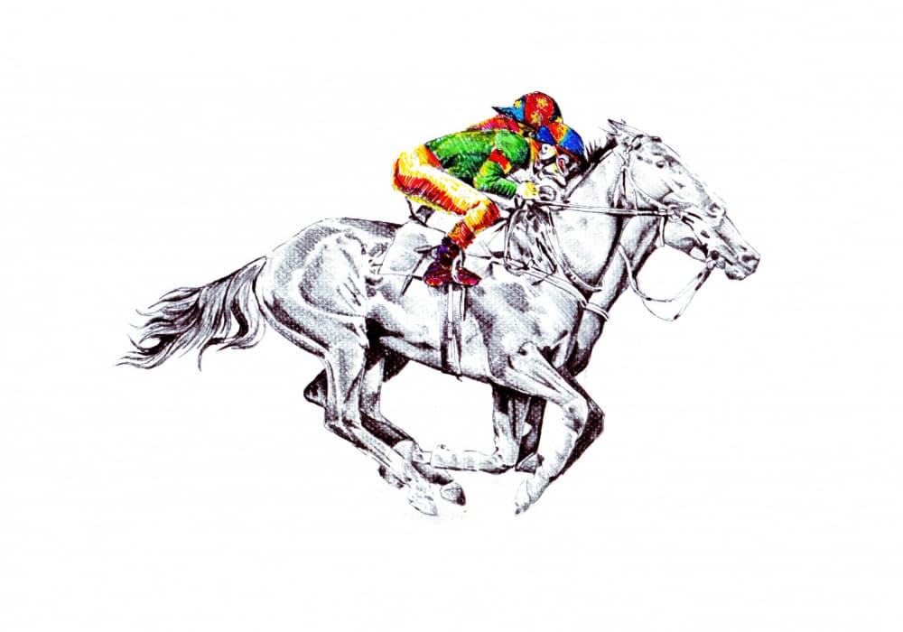 Vibrant Racehorse Jockey by Kulik — canvas wall art