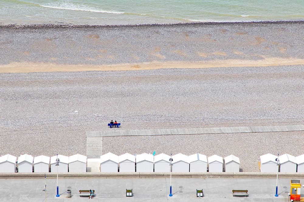 Beach Huts And Ocean by Massimo Della Latta — canvas wall art