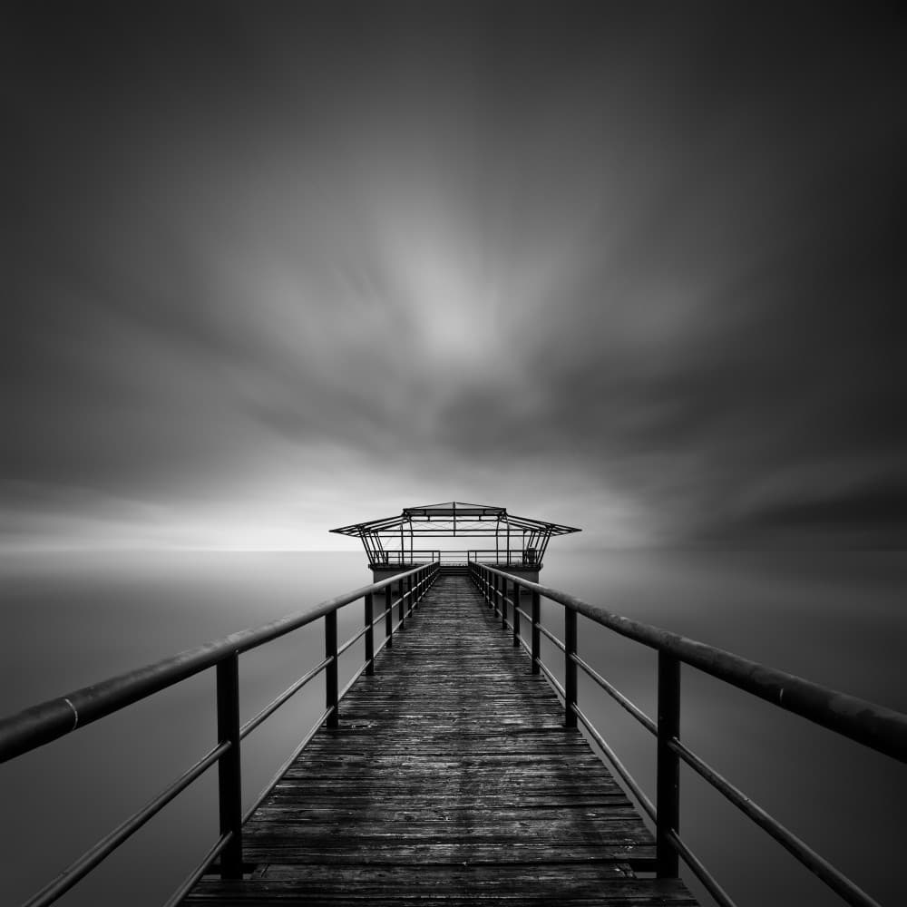 Moody Pier Gazebo by George Digalakis — canvas wall art