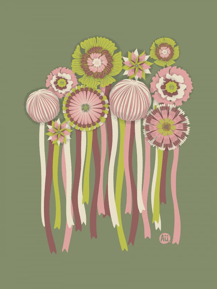 Gentle Floral Ribbons by Aia Ueno — canvas wall art
