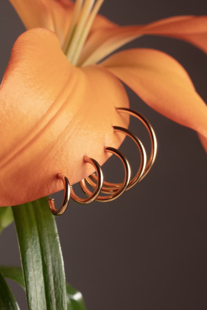 Gold Hoops And Lily by Julia Ramiro — canvas wall art