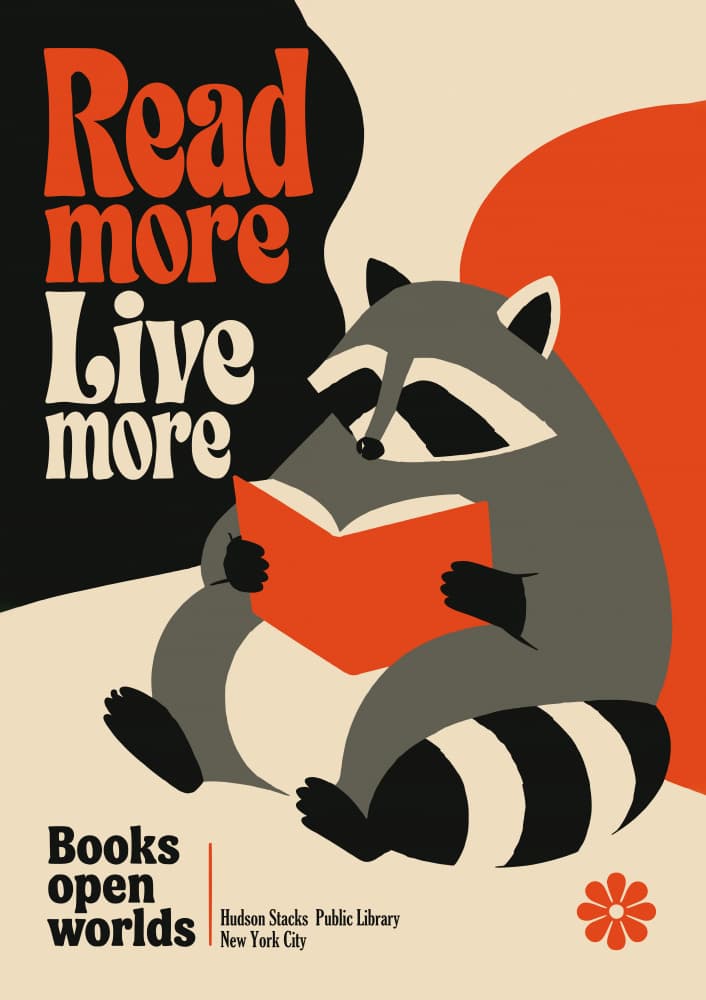 Vintage Reading Raccoon by Patryk Krygowski — canvas wall art