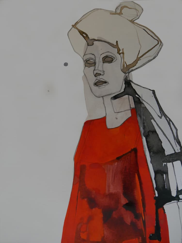 Modern Woman in Red by Doris Schmitz — canvas wall art