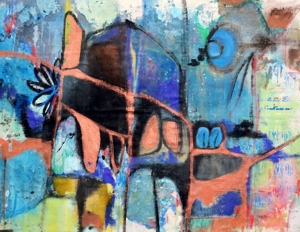 Abstract Blue Creature by POOVI ART — canvas wall art