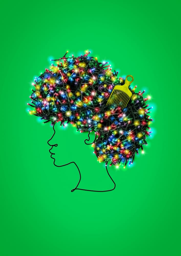 Colorful Christmas Afro by Artem Pozdniakov — canvas wall art
