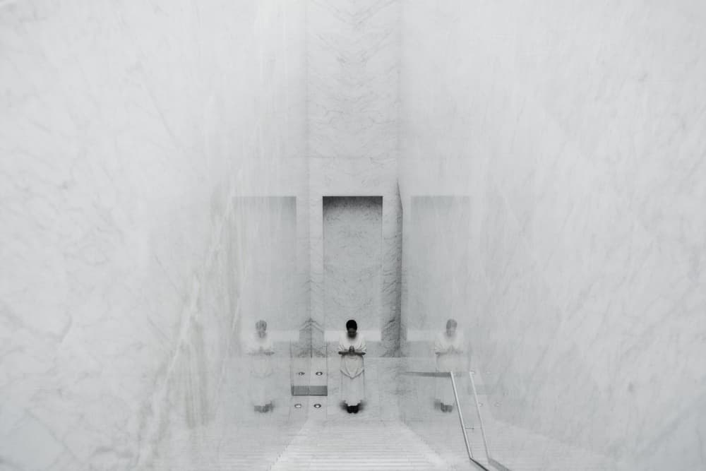 Meditative Figures White Hall by Keisuke Ikeda @ blackcoffee — canvas wall art
