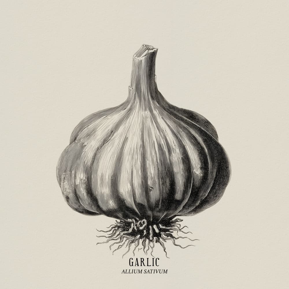 Vintage Garlic Illustration by Andreas Magnusson — canvas wall art