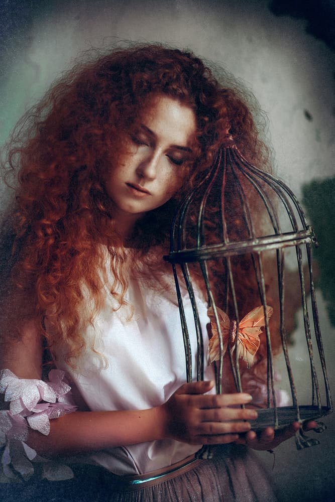 Pensive Girl With Butterfly by Ruslan Bolgov — canvas wall art