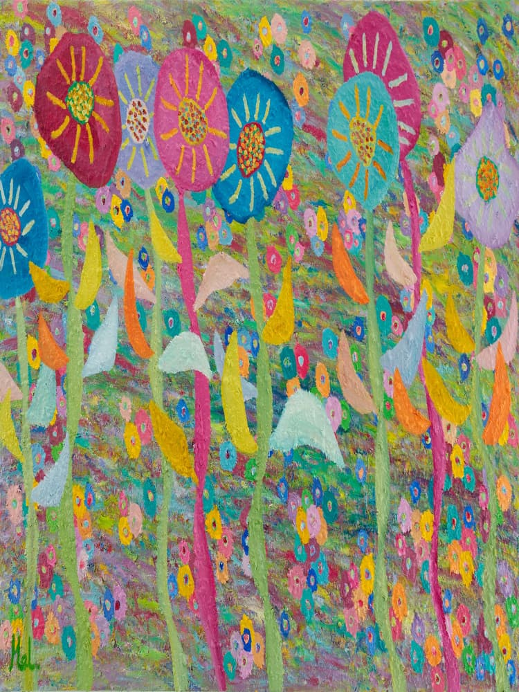 Colorful Abstract Flowers by Helen Joynson — canvas wall art