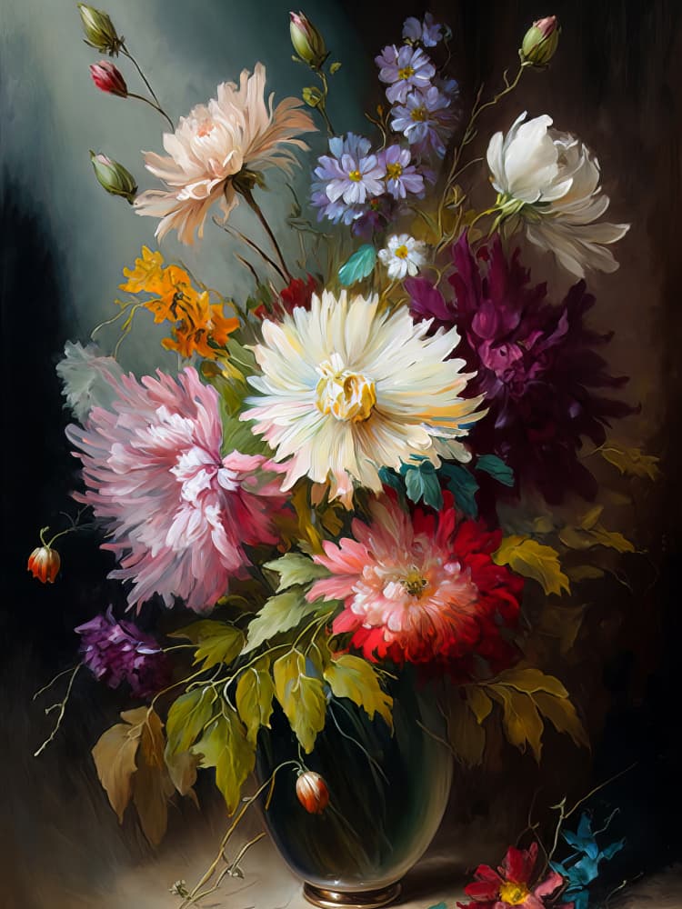 Vibrant Floral Bouquet by Bilge Paksoylu — canvas wall art
