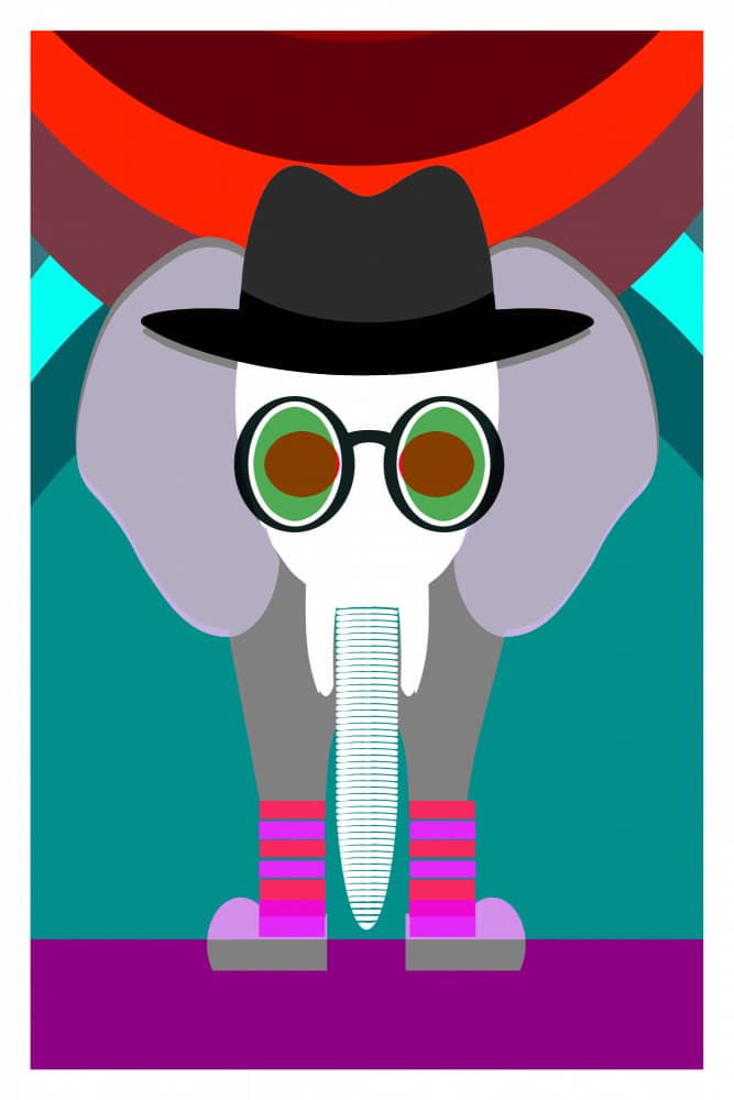 Hipster Elephant by casa cartissi — canvas wall art