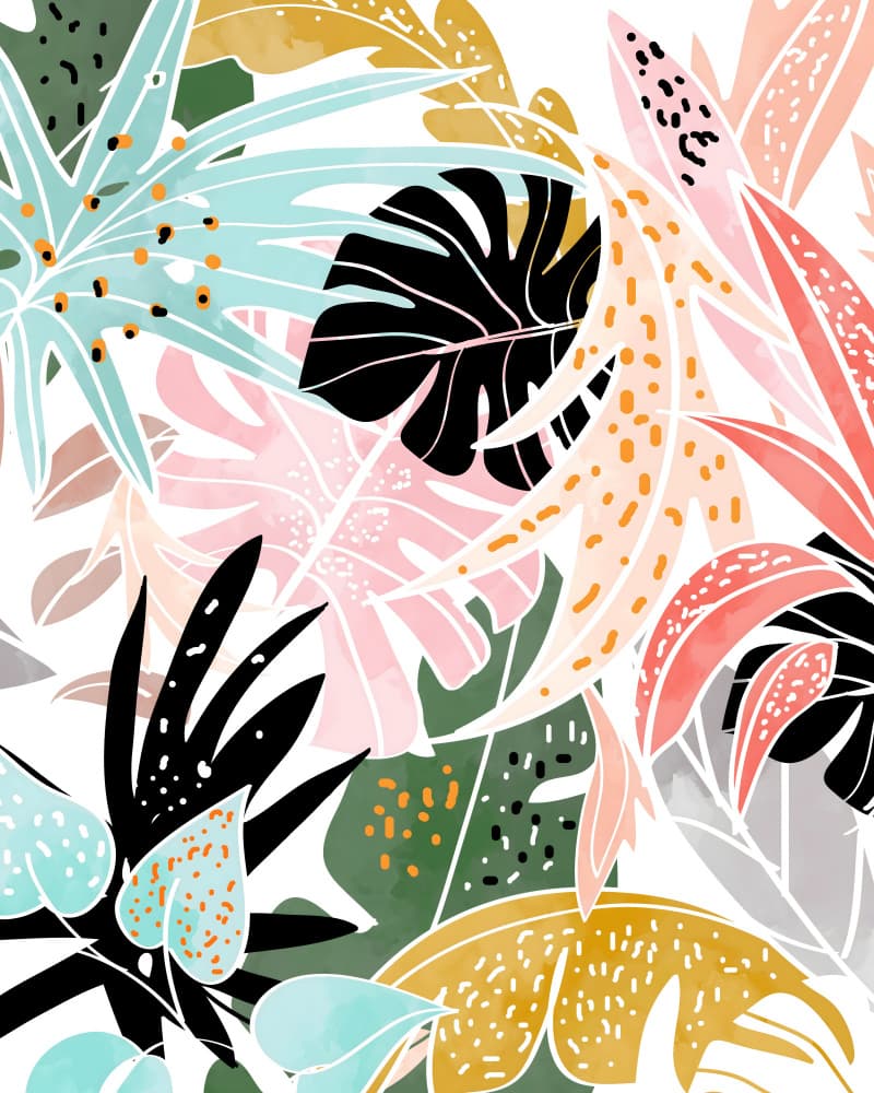 Colorful Tropical Leaves by Uma Gokhale — canvas wall art