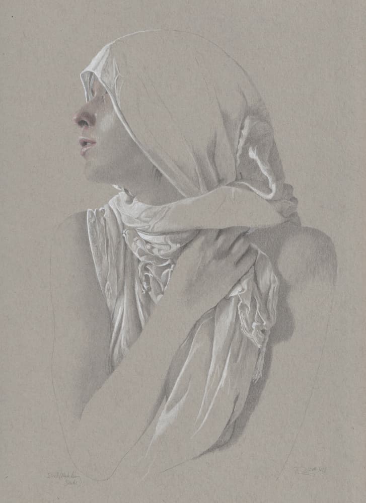 Pensive Woman in White by Walter Roos — canvas wall art