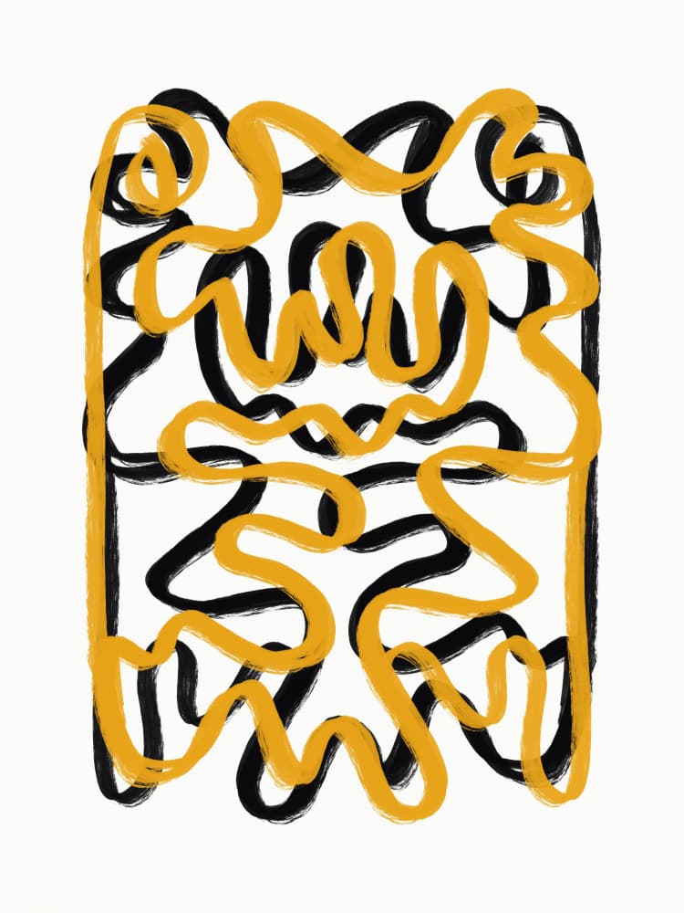Yellow Black Line Pattern by Little Dean — canvas wall art