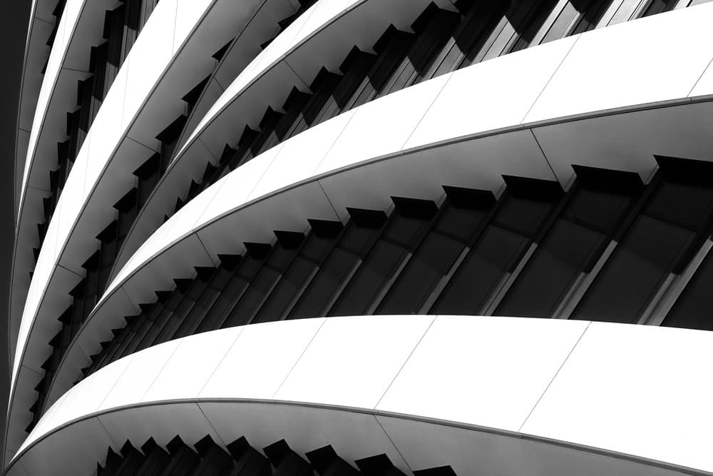 Curved Building Rhythm by Hans-Wolfgang Hawerkamp — canvas wall art