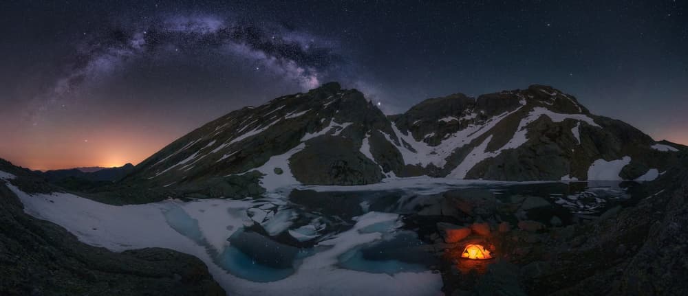 Milky Way Mountain Camp by Cesar Alvarez Osorio — canvas wall art