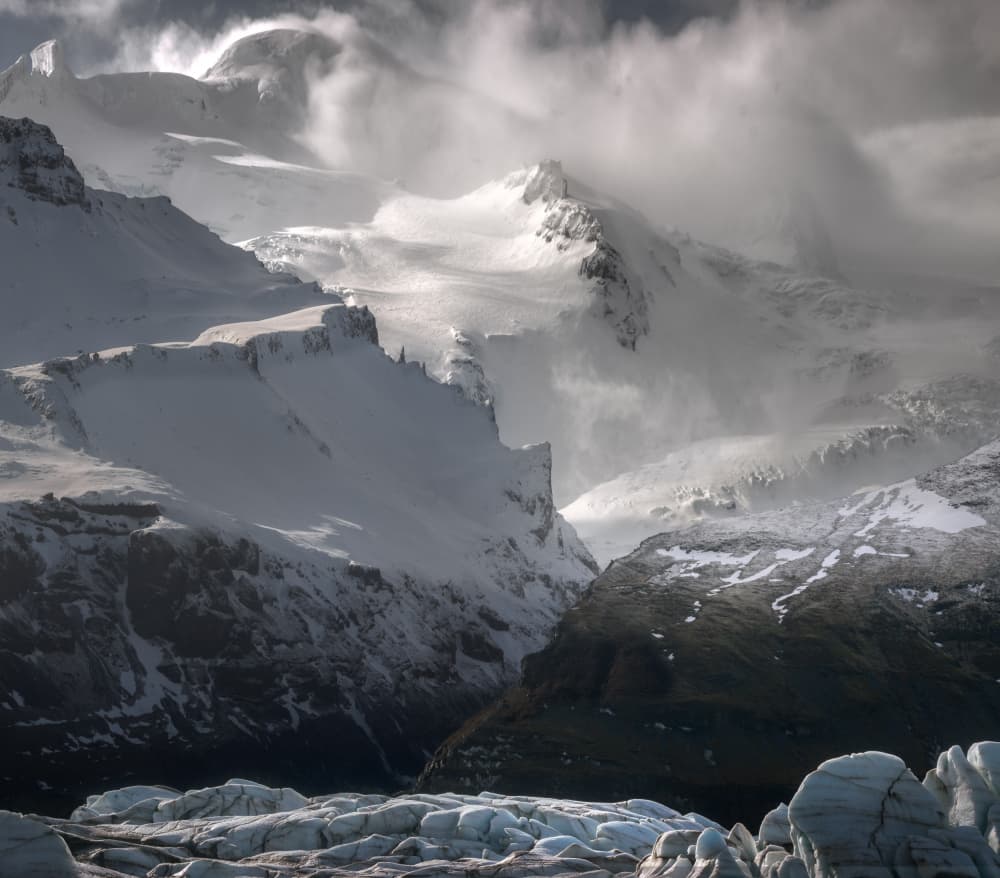 Winter Glacier Landscape by joanaduenas — canvas wall art