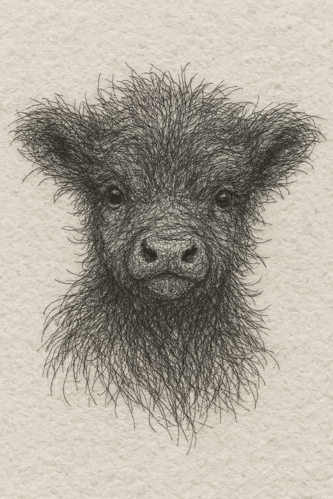 Fluffy Black Calf by Natalie Bruns — canvas wall art