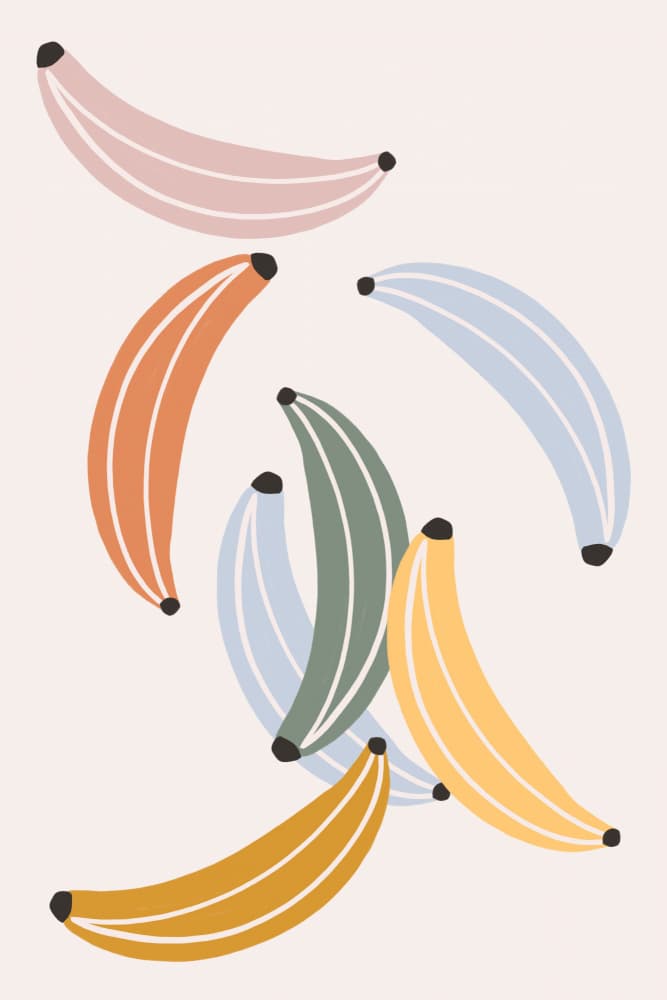 Playful Pastel Bananas by Menina Lisboa — canvas wall art