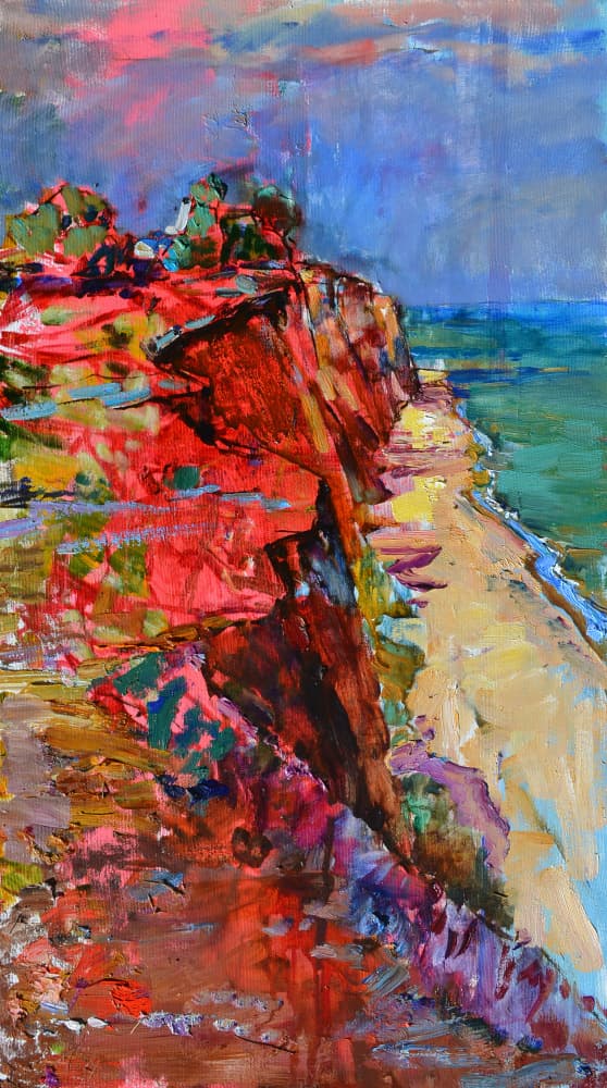 Vibrant Coastal Cliffs by Andrii Kutsachenko — canvas wall art