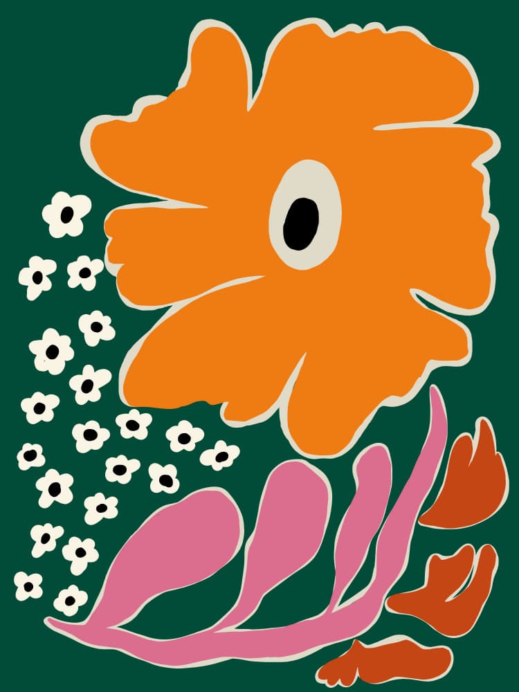 Vibrant Orange Bloom by Miho Art Studio — canvas wall art