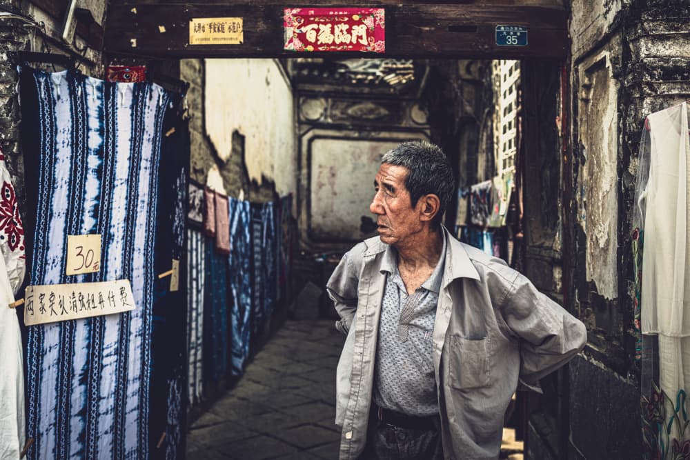 Old Man Narrow Alley by Marco Tagliarino — canvas wall art