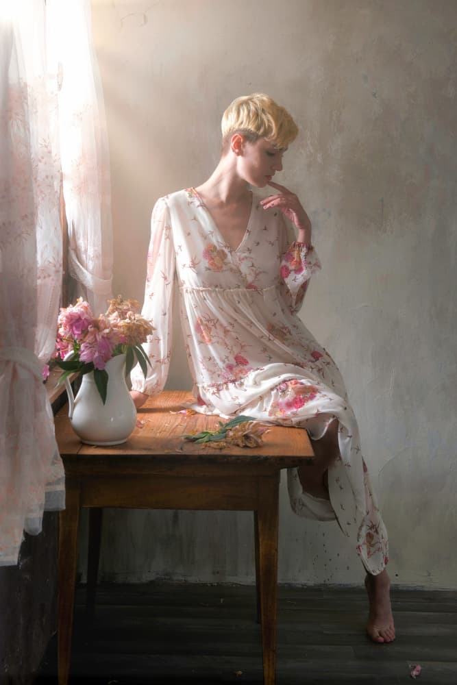 Dreamy Woman Floral Dress by Ruth Franke — canvas wall art