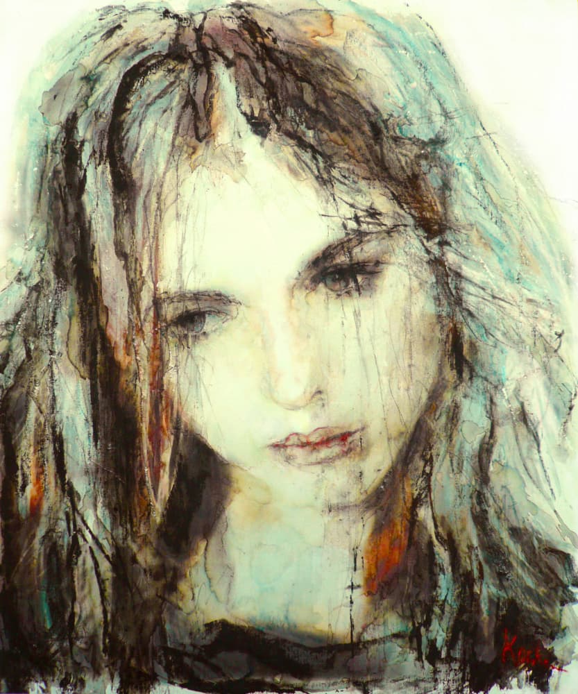 Melancholy Woman Portrait by Hein Kocken — canvas wall art