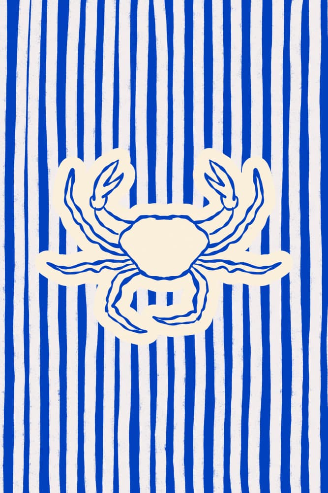 Nautical Blue Crab by Treechild — canvas wall art