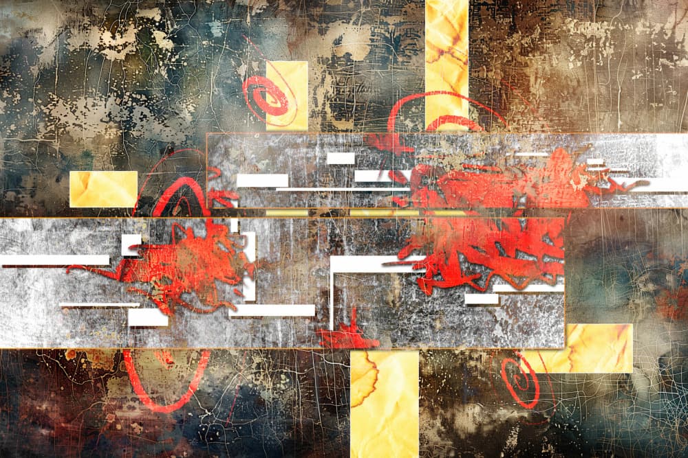 Red Splash Urban Abstract by Rafal Kulik — canvas wall art