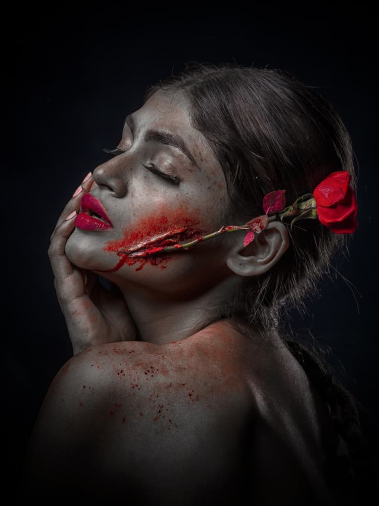 Wounded Rose Portrait by PARTHA BHATTACHARYYA — canvas wall art