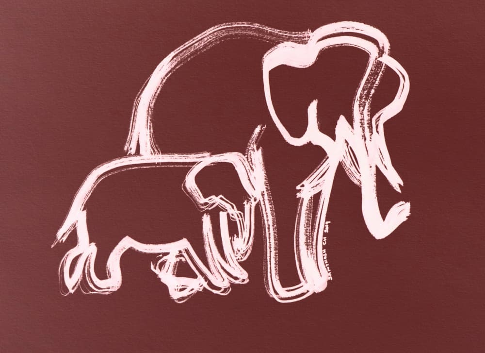 Gentle Elephant Family by Santhosh ch — canvas wall art